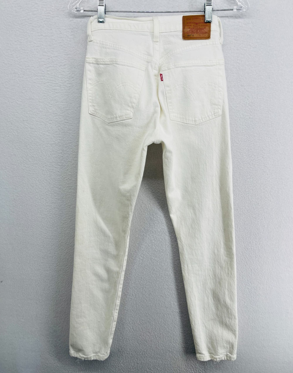 LEVIS 501 Jeans Womens 24x28 501S Premium Button Fly Skinny Big E Denim White